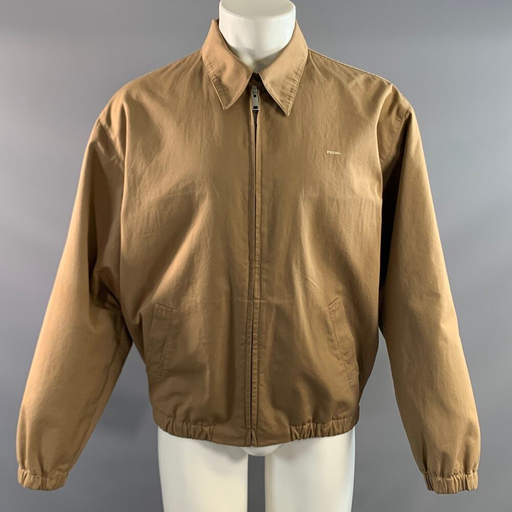 PRADA Size 38 Khaki Blue Cotton Zip Up Jacket